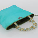 Christian Dior Maris Pearl Hand Bag Nylon Turquoise Blue Silver Auth BAZ685A-6