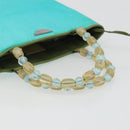 Christian Dior Maris Pearl Hand Bag Nylon Turquoise Blue Silver Auth BAZ685A-7