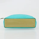 Christian Dior Maris Pearl Hand Bag Nylon Turquoise Blue Silver Auth BAZ685A-9