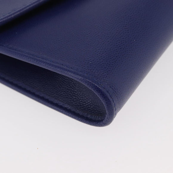 BALLY Chain Shoulder Bag Leather Blue Gold Auth BAZ686A