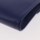 BALLY Chain Shoulder Bag Leather Blue Gold Auth BAZ686A-16