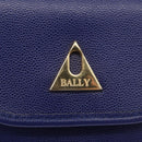 BALLY Chain Shoulder Bag Leather Blue Gold Auth BAZ686A-17