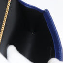 BALLY Chain Shoulder Bag Leather Blue Gold Auth BAZ686A-18