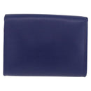 BALLY Chain Shoulder Bag Leather Blue Gold Auth BAZ686A-2
