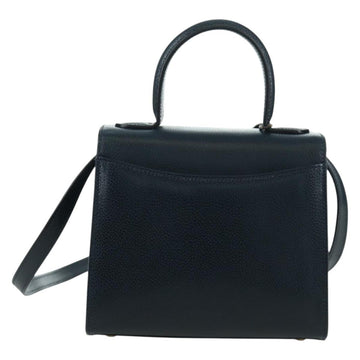 Coach Hand Bag Leather 2way Navy Gold Auth BAZ689A - 0