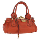 Chloe Paddington Hand Bag Leather Orange Silver gold Auth BAZ691V-1