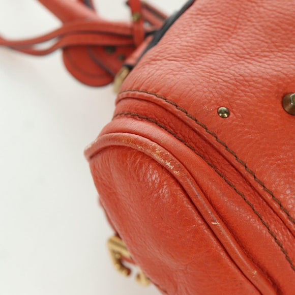 Chloe Paddington Hand Bag Leather Orange Silver gold Auth BAZ691V