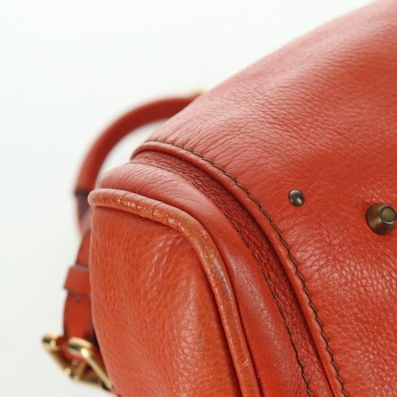 Chloe Paddington Hand Bag Leather Orange Silver gold Auth BAZ691V