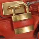 Chloe Paddington Hand Bag Leather Orange Silver gold Auth BAZ691V-18