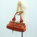 Chloe Paddington Hand Bag Leather Orange Silver gold Auth BAZ691V-25