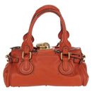 Chloe Paddington Hand Bag Leather Orange Silver gold Auth BAZ691V-2
