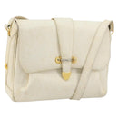 GUCCI Shoulder Bag Leather White Gold Auth BAZ692-1