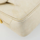 GUCCI Shoulder Bag Leather White Gold Auth BAZ692-11