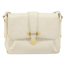 GUCCI Shoulder Bag Leather White Gold Auth BAZ692-2