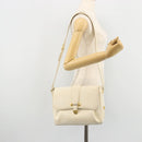 GUCCI Shoulder Bag Leather White Gold Auth BAZ692-25
