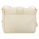 GUCCI Shoulder Bag Leather White Gold Auth BAZ692-3