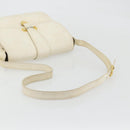 GUCCI Shoulder Bag Leather White Gold Auth BAZ692-7
