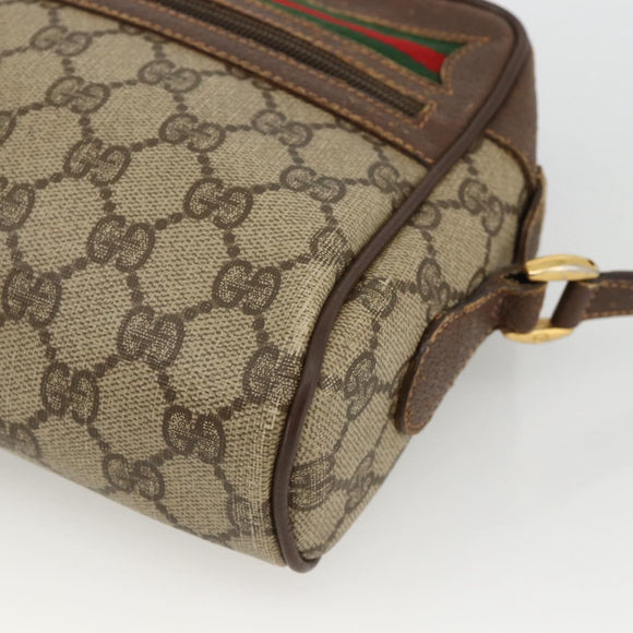 GUCCI GG Supreme Web Sherry Line Bag PVC Beige Gold 56 02 087 Auth BAZ694