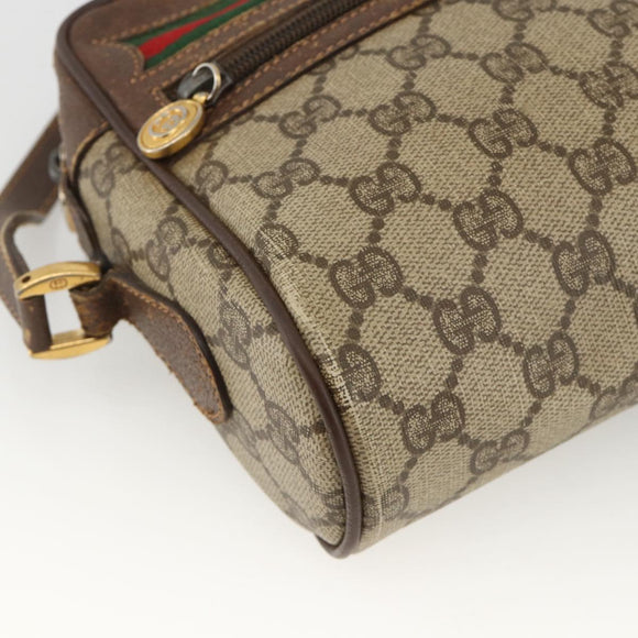 GUCCI GG Supreme Web Sherry Line Bag PVC Beige Gold 56 02 087 Auth BAZ694