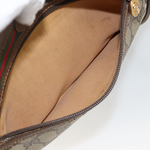 GUCCI GG Supreme Web Sherry Line Bag PVC Beige Gold 56 02 087 Auth BAZ694