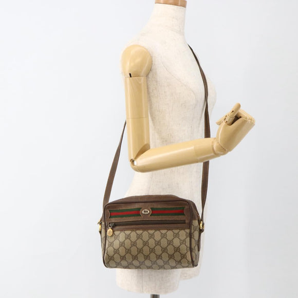 GUCCI GG Supreme Web Sherry Line Bag PVC Beige Gold 56 02 087 Auth BAZ694