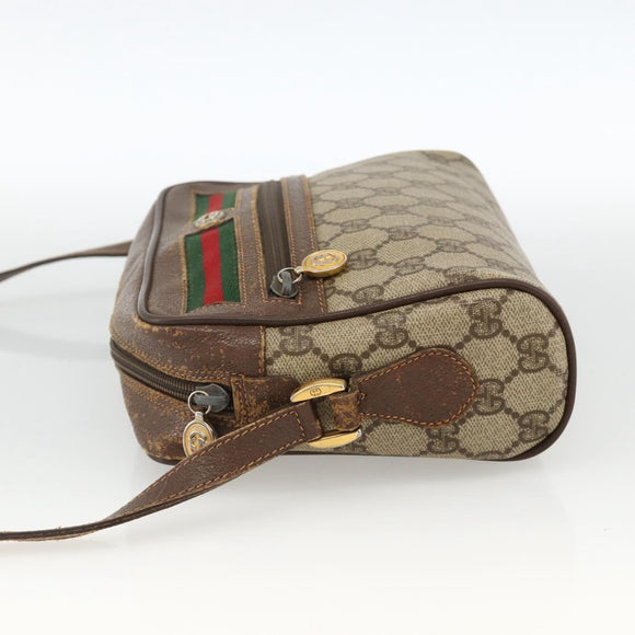 GUCCI GG Supreme Web Sherry Line Bag PVC Beige Gold 56 02 087 Auth BAZ694