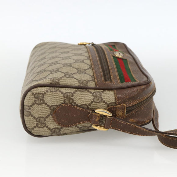 GUCCI GG Supreme Web Sherry Line Bag PVC Beige Gold 56 02 087 Auth BAZ694