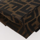 FENDI Zucca Canvas Mamma Baguette Shoulder Bag Black Brown Auth BAZ699V-16