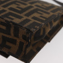 FENDI Zucca Canvas Mamma Baguette Shoulder Bag Black Brown Auth BAZ699V-17