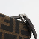 FENDI Zucca Canvas Mamma Baguette Shoulder Bag Black Brown Auth BAZ699V-18