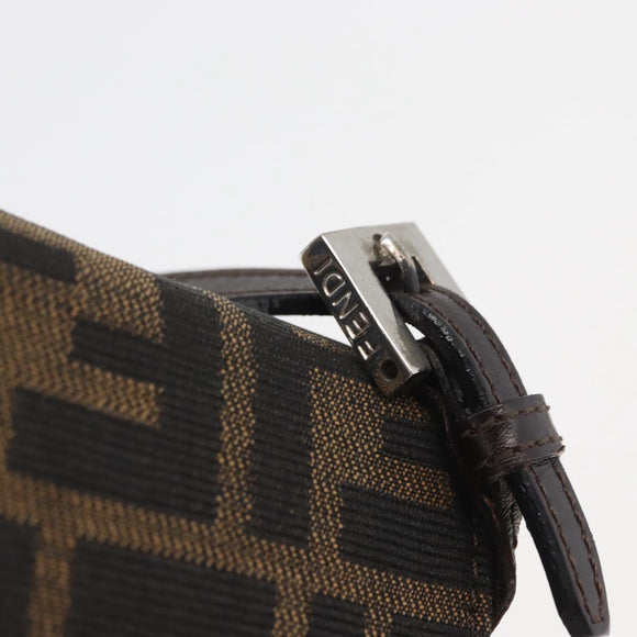 FENDI Zucca Canvas Mamma Baguette Shoulder Bag Black Brown Auth BAZ699V