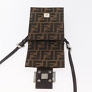 FENDI Zucca Canvas Mamma Baguette Shoulder Bag Black Brown Auth BAZ699V-9