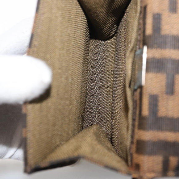FENDI Zucca Canvas Mamma Baguette Shoulder Bag Black Brown Auth BAZ699V