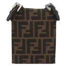 FENDI Zucca Canvas Mamma Baguette Shoulder Bag Black Brown Auth BAZ699V-2