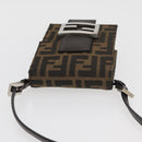 FENDI Zucca Canvas Mamma Baguette Shoulder Bag Black Brown Auth BAZ699V-6
