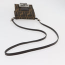 FENDI Zucca Canvas Mamma Baguette Shoulder Bag Black Brown Auth BAZ699V-7