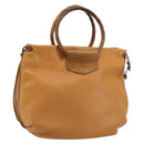 BOTTEGA VENETA Hand Bag PVC Canvas Beige Gold Auth BAZ703-1