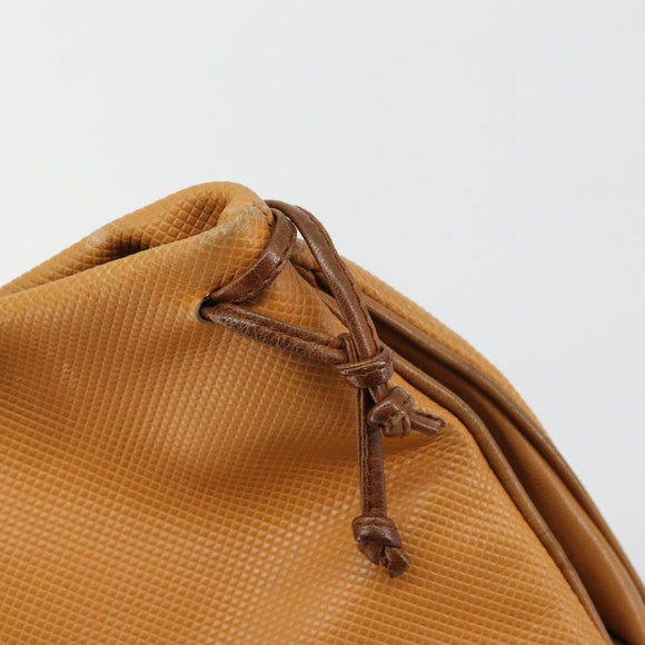 BOTTEGA VENETA Hand Bag PVC Canvas Beige Gold Auth BAZ703