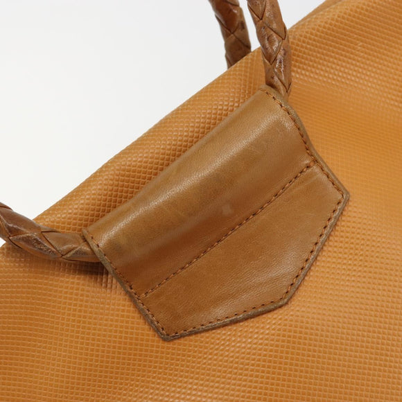 BOTTEGA VENETA Hand Bag PVC Canvas Beige Gold Auth BAZ703