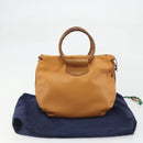 BOTTEGA VENETA Hand Bag PVC Canvas Beige Gold Auth BAZ703-23