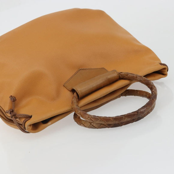 BOTTEGA VENETA Hand Bag PVC Canvas Beige Gold Auth BAZ703