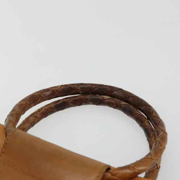 BOTTEGA VENETA Hand Bag PVC Canvas Beige Gold Auth BAZ703