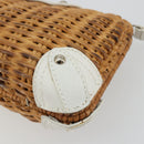Salvatore Ferragamo Gancini Accessory Pouch Rattan Beige White Auth BAZ704A-12