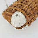 Salvatore Ferragamo Gancini Accessory Pouch Rattan Beige White Auth BAZ704A-13