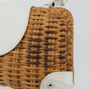 Salvatore Ferragamo Gancini Accessory Pouch Rattan Beige White Auth BAZ704A-14