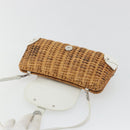 Salvatore Ferragamo Gancini Accessory Pouch Rattan Beige White Auth BAZ704A-16