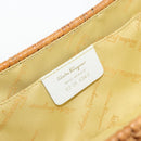 Salvatore Ferragamo Gancini Accessory Pouch Rattan Beige White Auth BAZ704A-17