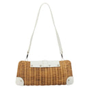 Salvatore Ferragamo Gancini Accessory Pouch Rattan Beige White Auth BAZ704A-3
