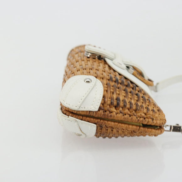 Salvatore Ferragamo Gancini Accessory Pouch Rattan Beige White Auth BAZ704A