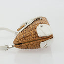 Salvatore Ferragamo Gancini Accessory Pouch Rattan Beige White Auth BAZ704A-5
